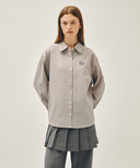 W PATTERN SHEER SHIRT IN GREY PINK image 19