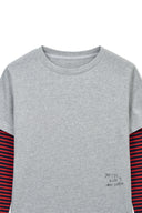 GRAFFITI LOGO STRIPE LAYERED TOP IN GRAY image 15