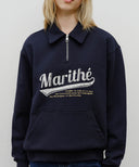 BASEBALL LOGO COLLAR HALF ZIPUP SWEATSHIRT IN NAVY image 11