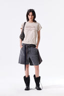 LETTERING GRAFFITI CREASE TOP IN BEIGE image 18