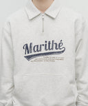 BASEBALL LOGO COLLAR HALF ZIPUP SWEATSHIRT IN LIGHT HEATHER GREY image 11