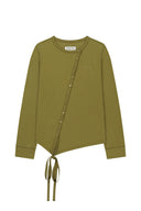 ASYMMETRIC BUTTON CLOSURE TOP IN OLIVE image 11