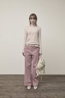 DIAGONAL TEXTURE KNIT TOP IN LIGHT BEIGE image 15