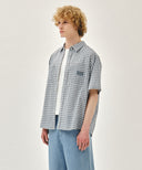 M CHECK HALF SLEEVE SHIRT IN IVORY image 20