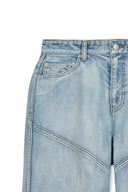PANEL SEMI WIDE DENIM PANTS IN LIGHT BLUE image 3