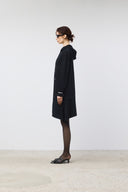 BACK OPEN HOODY JERSEY DRESS IN BLACK image 7