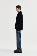 HANDMADE COLLAR KNIT CARDIGAN FOR MEN IN BLACK image 16