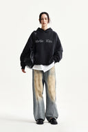 RAW EDGE HEM SWEAT HOODY IN CHARCOAL GREY image 20