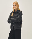 DENIM HARRINGTON JACKET IN GRAY image 2