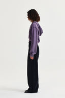 WASHED LAYERED CROP HOODY IN LIGHT BLUE image 6