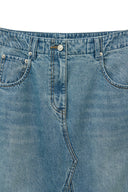 DAMAGE POINT LONG DENIM SKIRT IN BLUE image 3