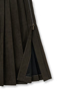 SIDE ZIPPER PLEATS MIDI SKIRT IN DARK BROWN image 14