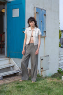BUTTON POINT STRING WIDE PANTS IN KHAKI image 19