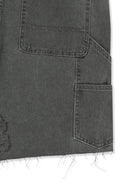 HERINGBONE RAW CUT DENIM SHORTS IN GRAY image 6