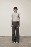DIAGONAL LOGO REVERSIBLE CROP TOP IN GRAY image 13