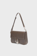 BOLD BUCKLE LEATHER SHOULDER BAG IN BROWN image 2