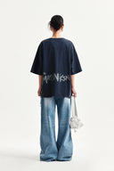 RAW CUT GRAFFITI LOGO TOP IN NAVY image 7