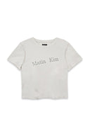 DIAGONAL LOGO REVERSIBLE CROP TOP IN IVORY image 12