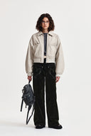 FAUX LEATHER OUTPOCKET JUMPER IN LIGHT GRAY image 18