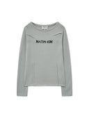 GLITTER SLIM LOGO KNIT TOP IN NAVY image 12