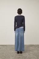 GLITTER SLIM LOGO KNIT TOP IN NAVY image 7