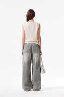 POCKET WASHED KNIT VEST IN CHARCOAL GREY image 19
