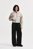 FAUX LEATHER OUTPOCKET JUMPER IN LIGHT GRAY image 19
