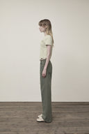 COLOR POINT WASHED DENIM PANTS IN KHAKI image 16