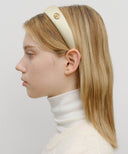 CIRCLE LOGO SATIN HAIR BAND IN IVORY image 5