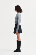LAYERED TEXTURE KNIT CARDIGAN IN GRAY image 16