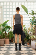 UNBALANCE FLARE FOLDING SKIRT IN BLACK image 9