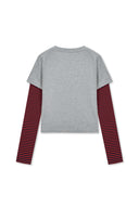 GRAFFITI LOGO STRIPE LAYERED TOP IN GRAY image 14