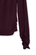 HENLY NECK SHIRRING TOP IN BURGUNDY image 14