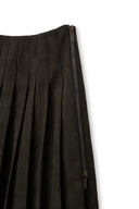 SIDE ZIPPER PLEATS MIDI SKIRT IN DARK BROWN image 4
