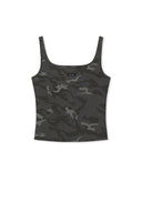 SQUARE NECK CROPPED TANK TOP IN CHARCOAL GREY image 3