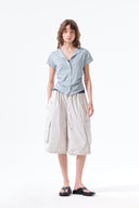 WASHED COTTON PATCH POCKET BERMUDA PANTS IN LIGHT GRAY image 9