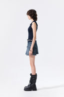 CARGO MINI DENIM SKORT IN BLUE image 7