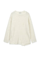 ASYMMETRIC DAMAGED KNIT PULLOVER IN IVORY image 10