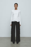 HAIRY STRIPE PIQUE KNIT TOP IN BROWN image 11