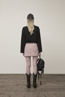 POCKET FOLDOVER WRAP MINI SKIRT IN INDIAN PINK image 17