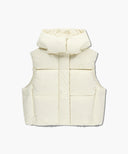 W CIRCLE LOGO CROP HOODED DOWN VEST IN IVORY image 6