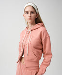 W CLASSIC LOGO CROP HOODIE ZIPUP IN CORAL PINK image 1