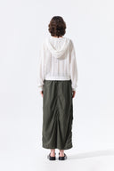 PATCH POCKET SHIRRING NYLON SKIRT IN KHAKI image 19