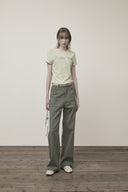 COLOR POINT WASHED DENIM PANTS IN KHAKI image 9