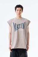 RAW EDGE CUT OUT SLEEVELESS TOP FOR MEN IN BEIGE image 17