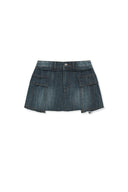 CARGO MINI DENIM SKORT IN BLUE image 1
