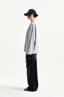 RAW HEM FINISHED BOAT NECK TOP IN GRAY image 6