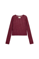 DIAGONAL TEXTURE KNIT TOP IN BURGUNDY image 2