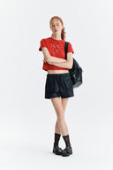 DUSTY TYPO GRAPHIC CROP TOP IN CHARCOAL GREY image 9