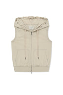 BACK LOGO JERSEY HOOD VEST IN BEIGE image 11